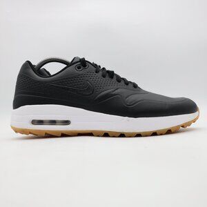 Nike Air Max 1 Golf Shoes Men's 11.5 Black/White/Gum Spikeless Leather Sneakers